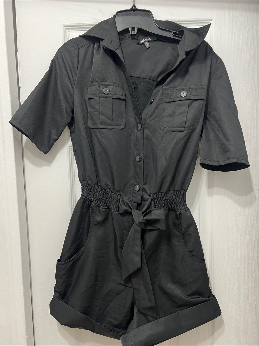 Very black Chateau Black Short-Sleeve Utility Romper